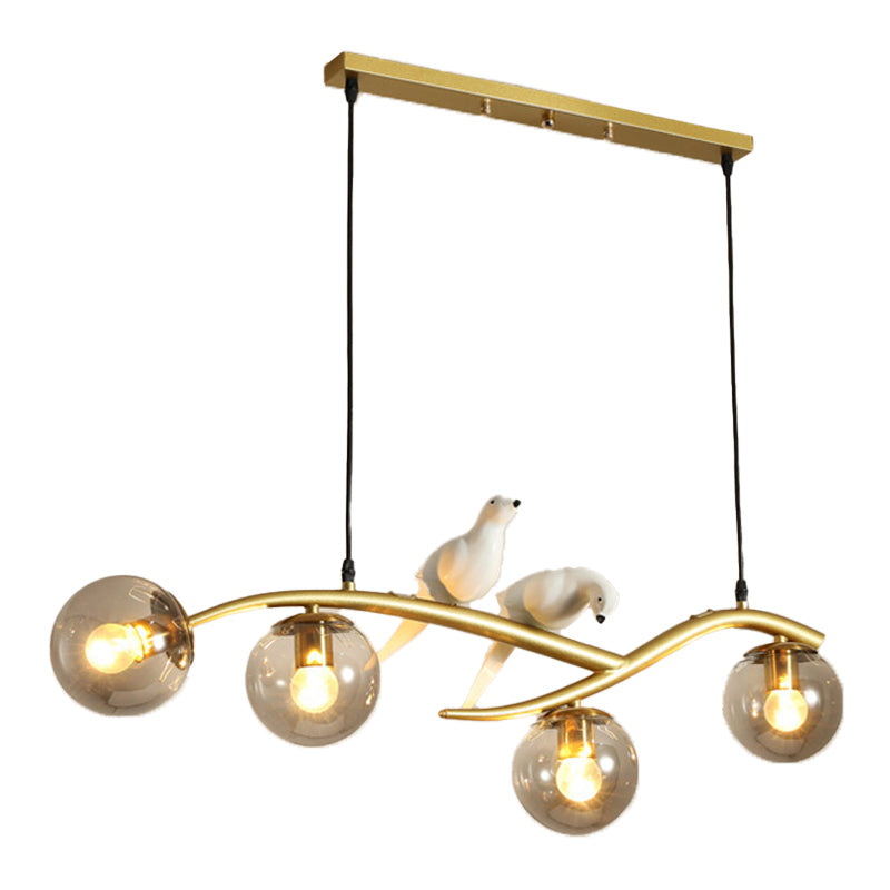 Glass Globe Shaded Ceiling Light Industrial Metal Kitchen Island Lighting