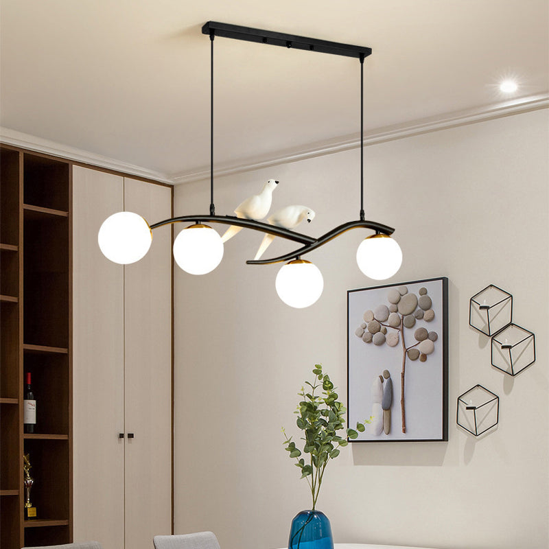 Glass Globe Shaded Ceiling Light Industrial Metal Kitchen Island Lighting