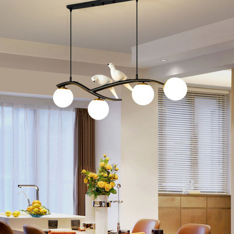 Glass Globe Shaded Ceiling Light Industrial Metal Kitchen Island Lighting