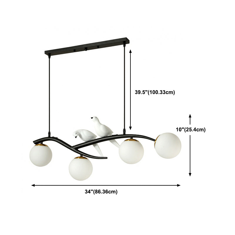 Glass Globe Shaded Ceiling Light Industrial Metal Kitchen Island Lighting