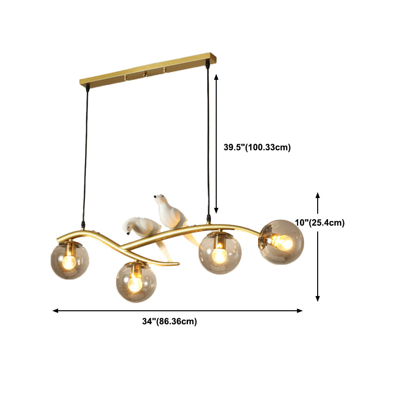 Glass Globe Shaded Ceiling Light Industrial Metal Kitchen Island Lighting