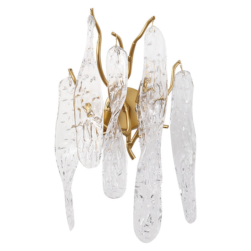 Postmodern Style Crystal Wall Light Branch Shape 10" Wide Wall Sconce for Living Room