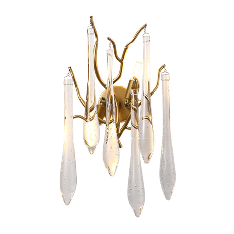 Postmodern Style Crystal Wall Light Branch Shape 10" Wide Wall Sconce for Living Room