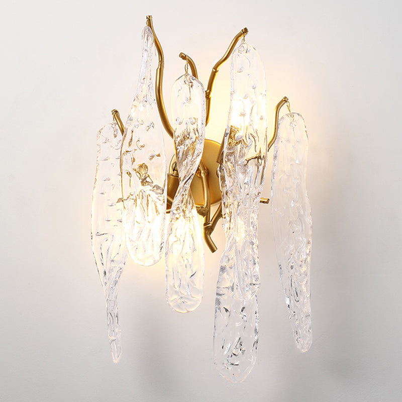Postmodern Style Crystal Wall Light Branch Shape 10" Wide Wall Sconce for Living Room