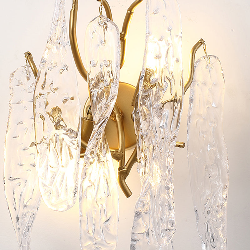 Postmodern Style Crystal Wall Light Branch Shape 10" Wide Wall Sconce for Living Room