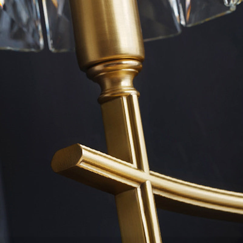 Postmodern Style Crystal Wall Light Gold Drum Shape Wall Sconce for Living Room
