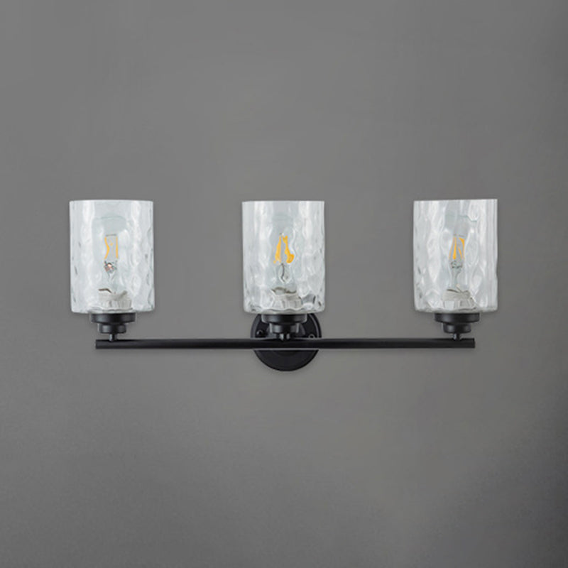 Industrial Metal Wall Light Black 3 Lights Wall Sconce with Glass for Living Room