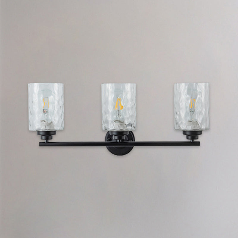 Industrial Metal Wall Light Black 3 Lights Wall Sconce with Glass for Living Room