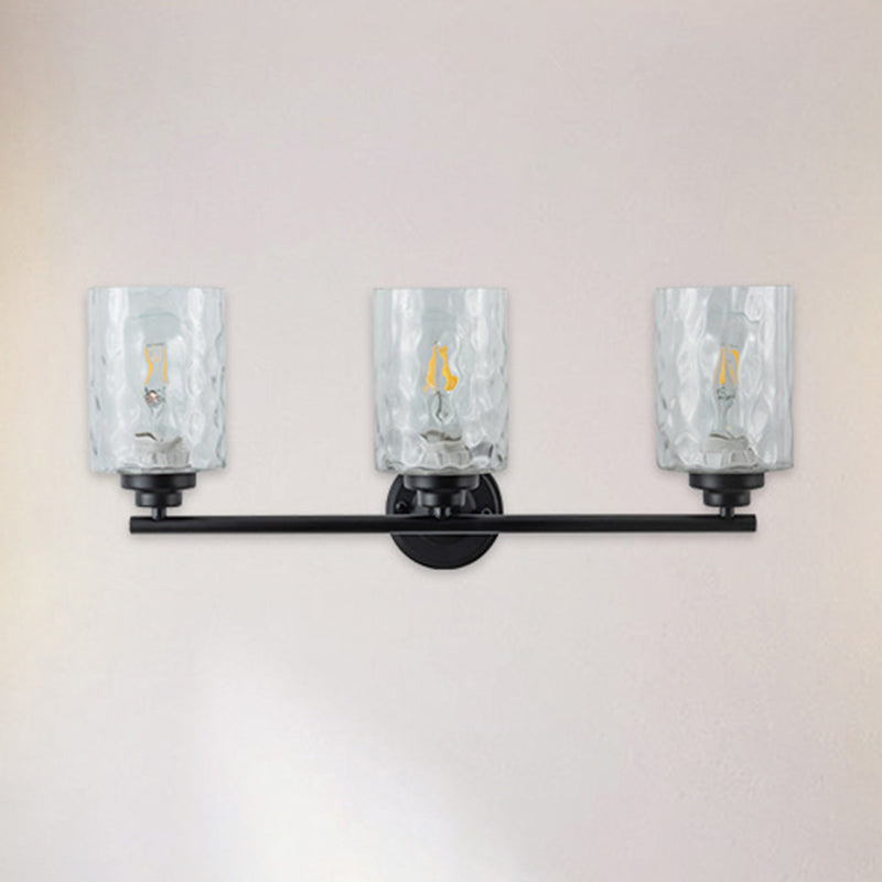 Industrial Metal Wall Light Black 3 Lights Wall Sconce with Glass for Living Room
