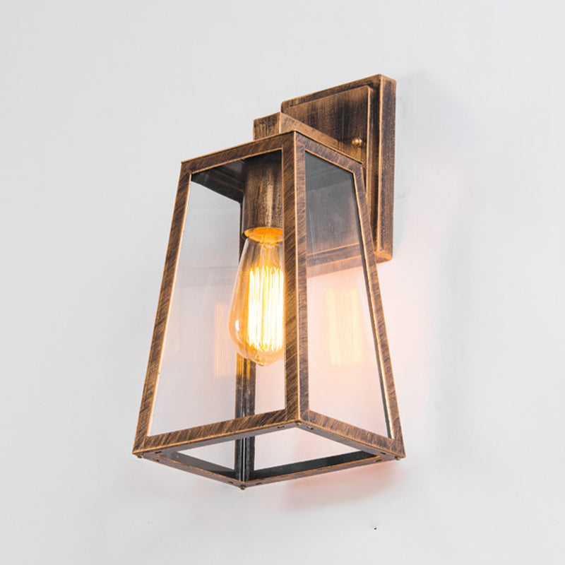 Industrial Metal Wall Light 14" High Wall Sconce with Glass for Outdoors