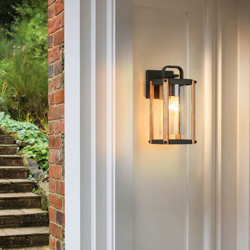 Industrial Metal Wall Light Cage Shape 11.5" High Wall Sconce with Glass for Outdoors