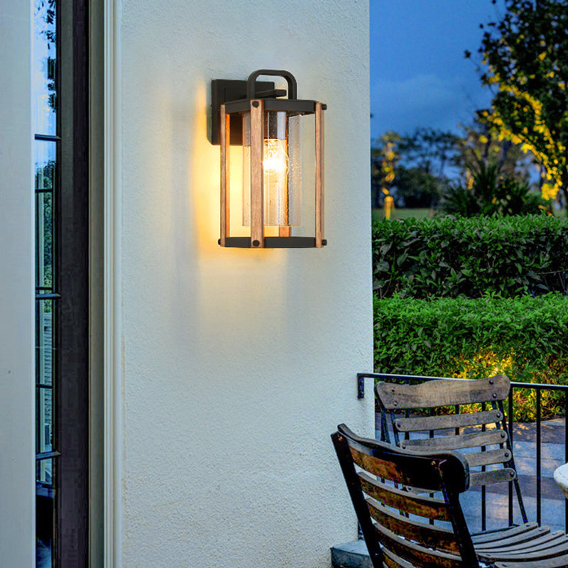Industrial Metal Wall Light Cage Shape 11.5" High Wall Sconce with Glass for Outdoors