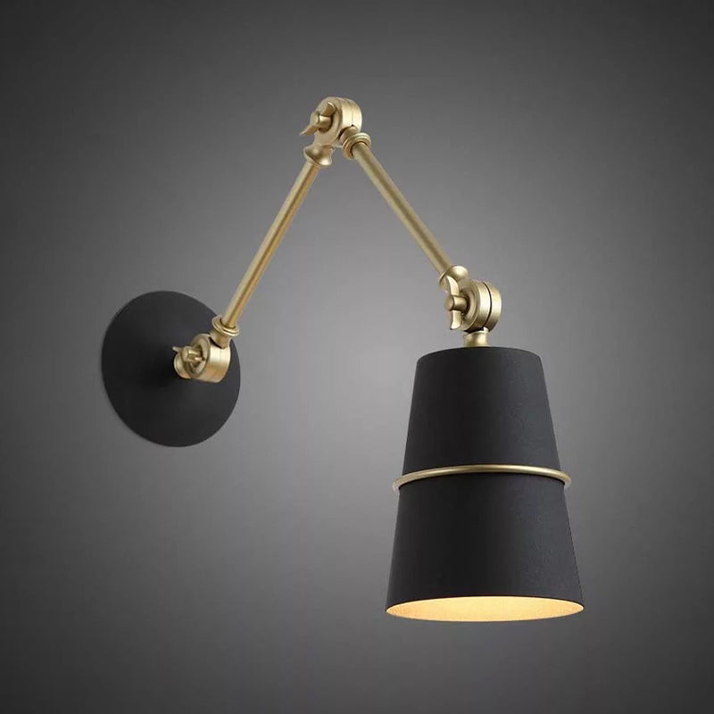 Nordic Metal Wall Light Bucket Shape Adjustable Wall Sconce for Living Room