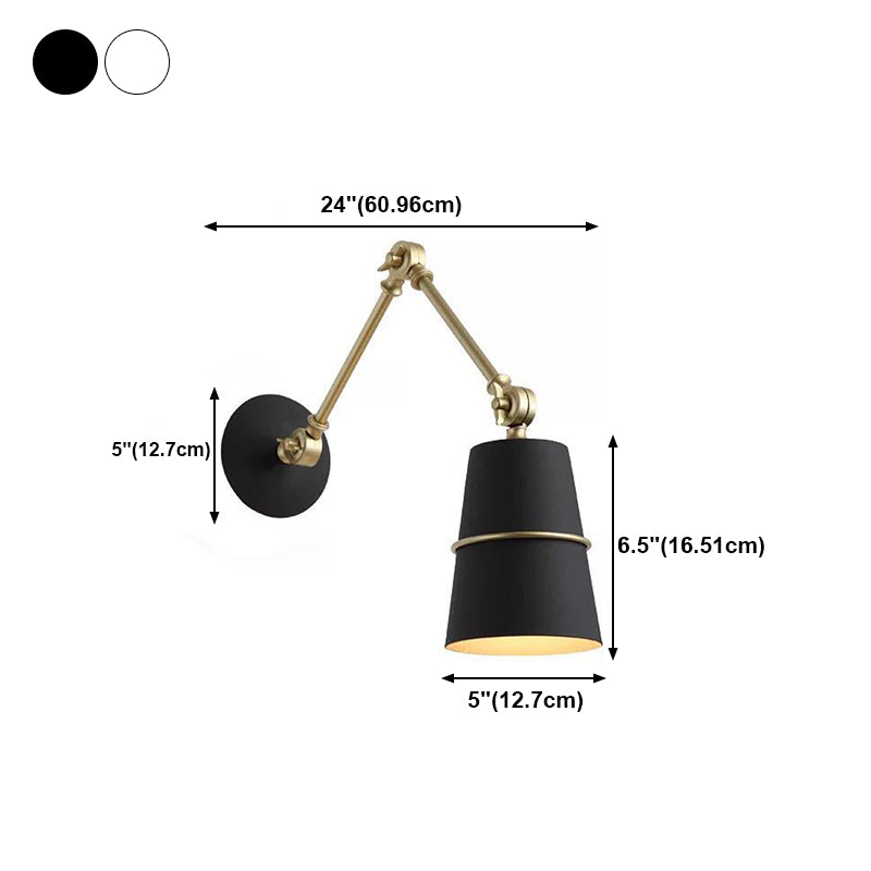 Nordic Metal Wall Light Bucket Shape Adjustable Wall Sconce for Living Room