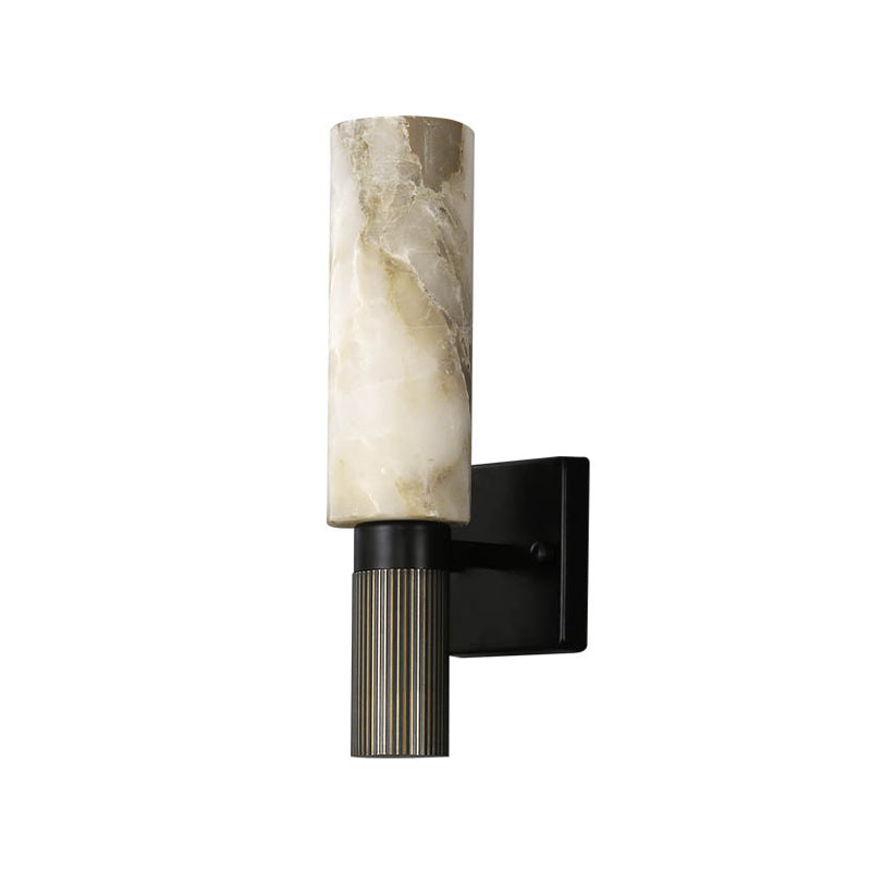 Nordic Metal Wall Light Cylinder 15" High Wall Sconce with Mica for Living Room