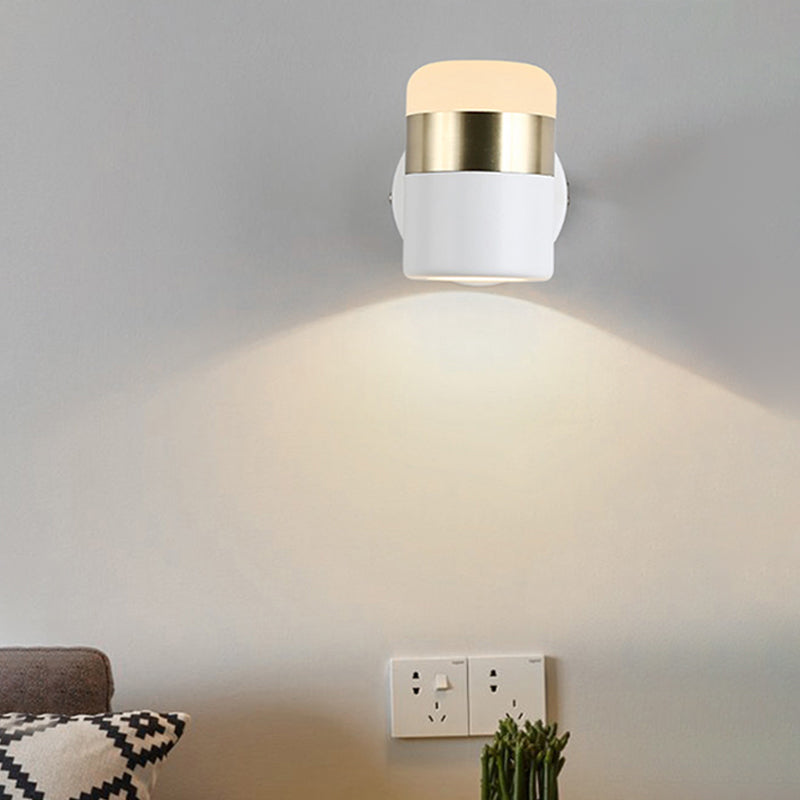 Half Cylinder Shade Metal Wall Sconce Modern Style 1 Light Reading Wall Mount Lighting