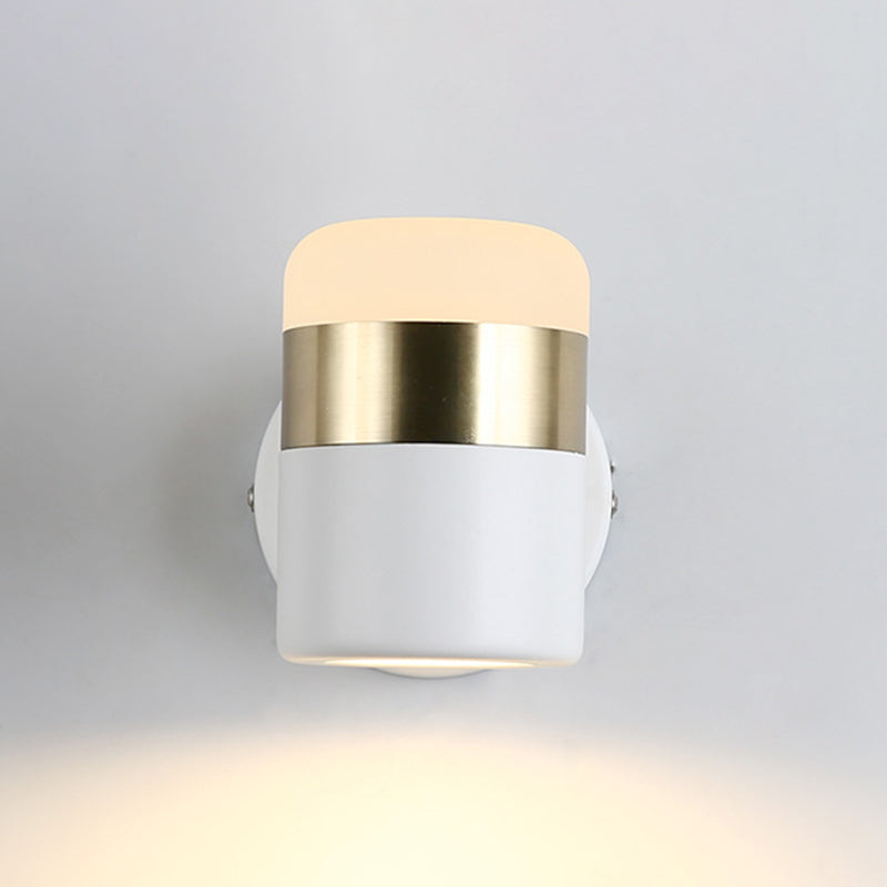 Half Cylinder Shade Metal Wall Sconce Modern Style 1 Light Reading Wall Mount Lighting