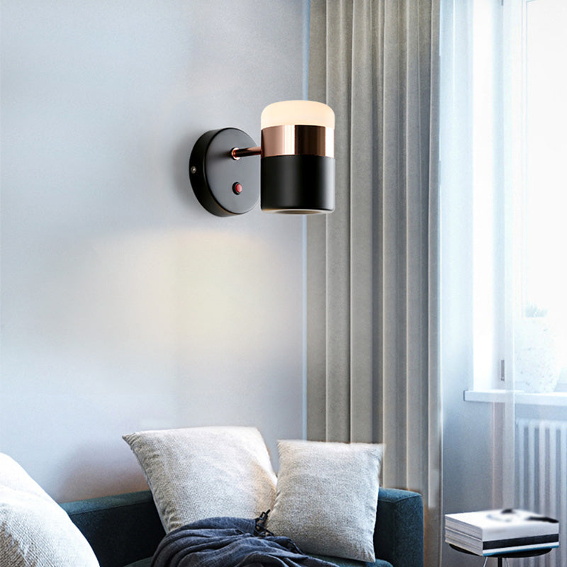 Half Cylinder Shade Metal Wall Sconce Modern Style 1 Light Reading Wall Mount Lighting