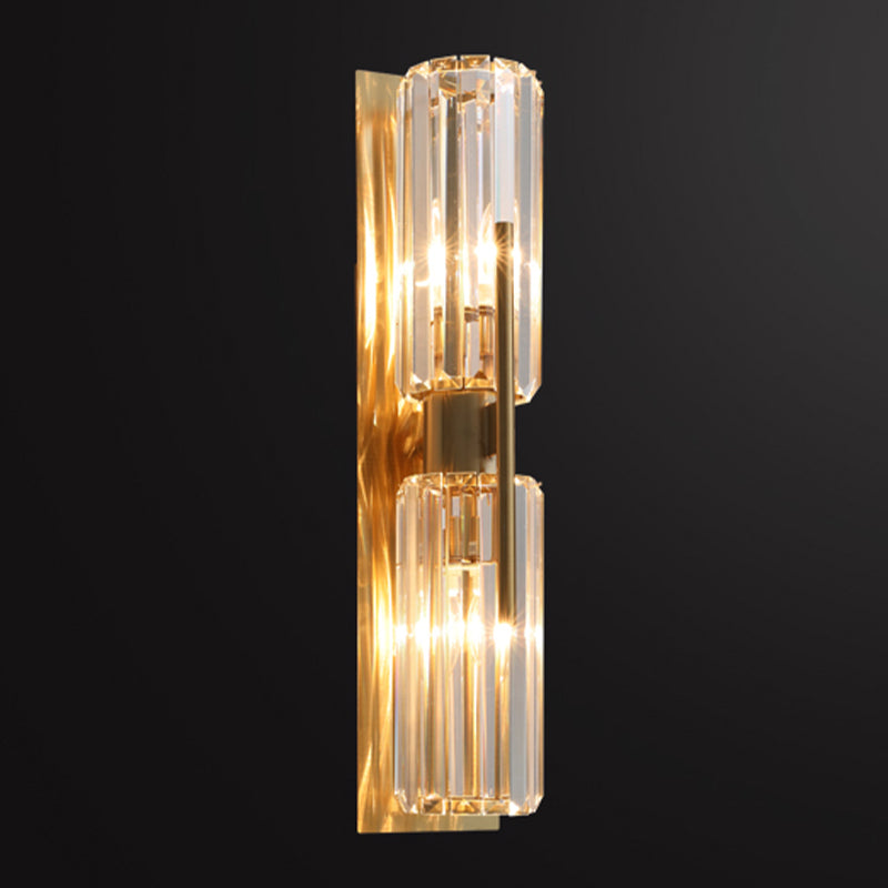 Postmodern Crystal Wall Light Cylinder 2 Lights Wall Sconce for Living Room