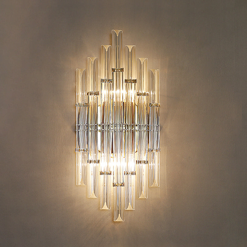 Unique Shade Crystal Wall Sconce Modern Style 2 Lights Wall Mount Lighting in Gold