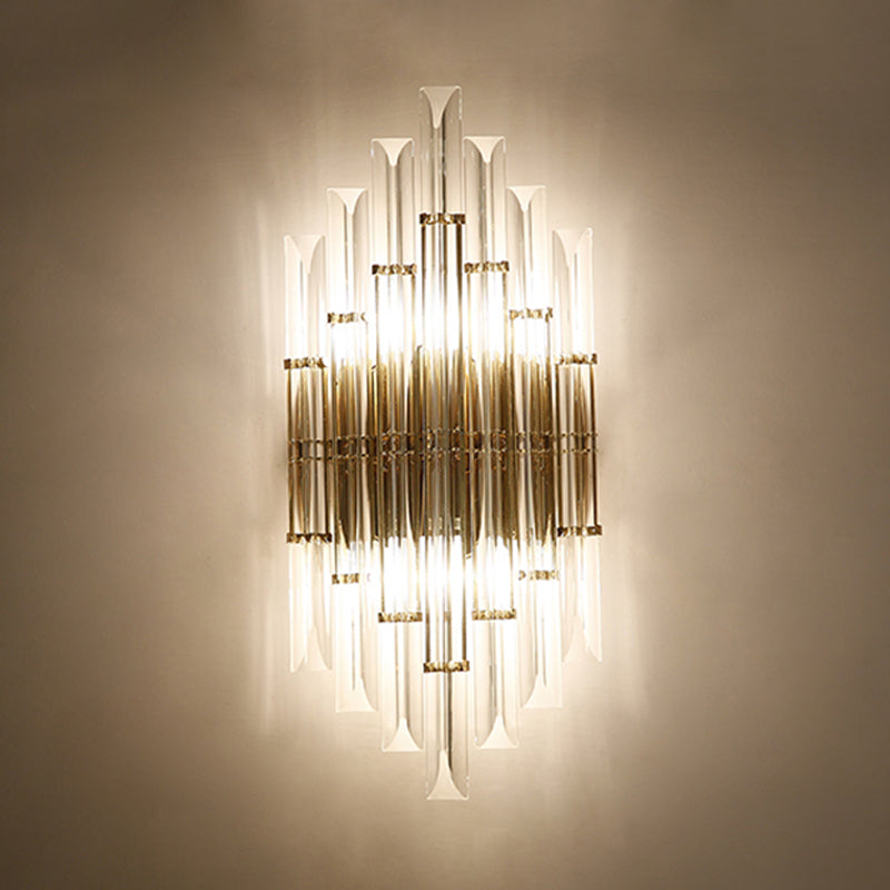 Unique Shade Crystal Wall Sconce Modern Style 2 Lights Wall Mount Lighting in Gold
