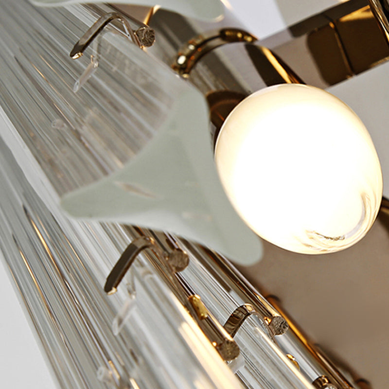 Unique Shade Crystal Wall Sconce Modern Style 2 Lights Wall Mount Lighting in Gold