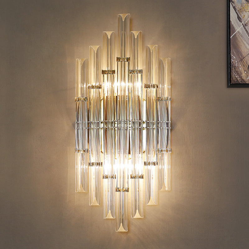 Unique Shade Crystal Wall Sconce Modern Style 2 Lights Wall Mount Lighting in Gold