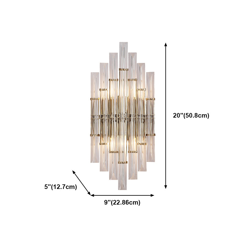 Unique Shade Crystal Wall Sconce Modern Style 2 Lights Wall Mount Lighting in Gold