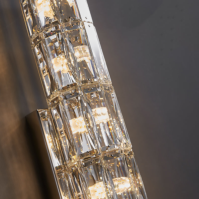 Postmodern Crystal Wall Light Cylinder Multi Light Wall Sconce for Living Room