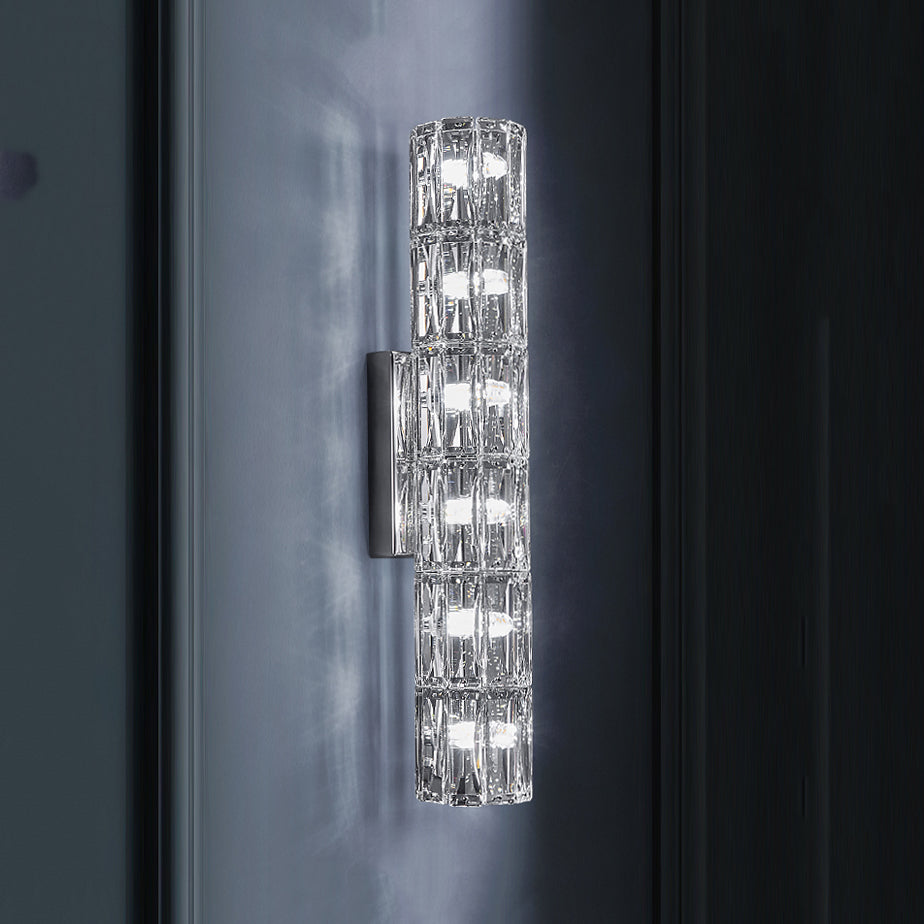 Postmodern Crystal Wall Light Cylinder Multi Light Wall Sconce for Living Room