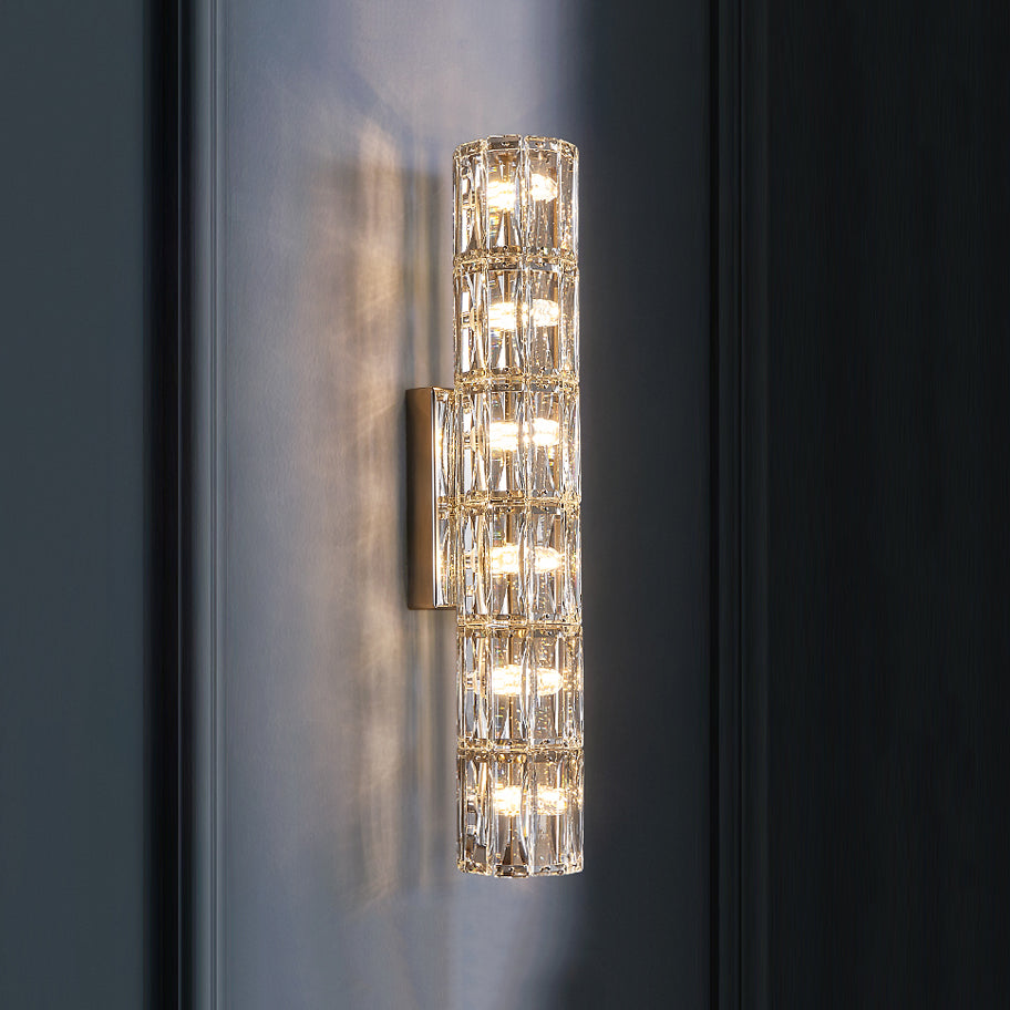 Postmodern Crystal Wall Light Cylinder Multi Light Wall Sconce for Living Room