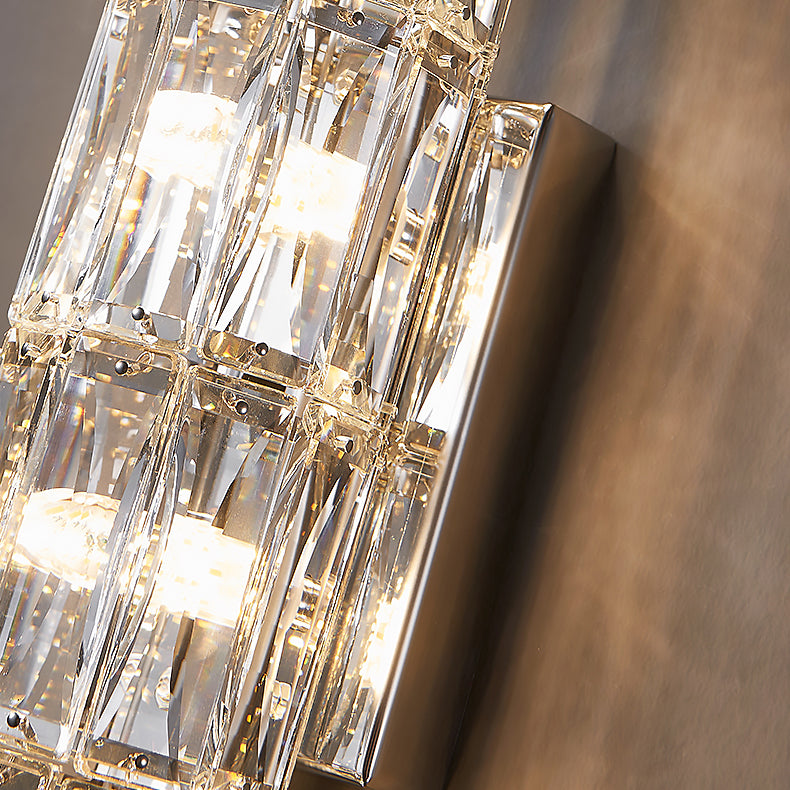 Postmodern Crystal Wall Light Cylinder Multi Light Wall Sconce for Living Room