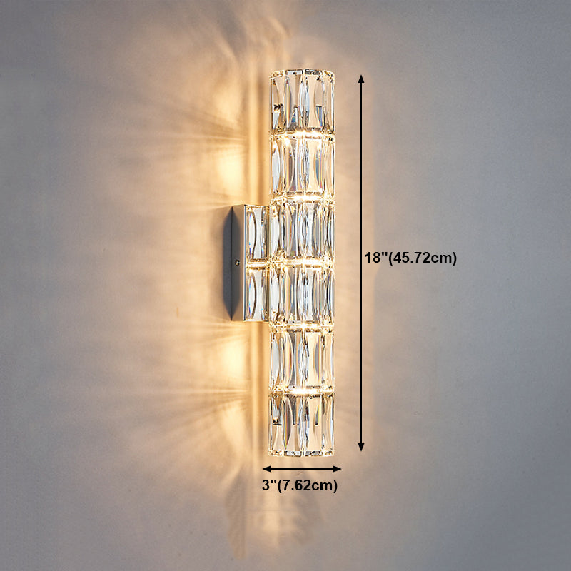 Postmodern Crystal Wall Light Cylinder Multi Light Wall Sconce for Living Room