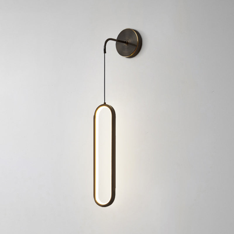 Metal Oval Shade Wall Sconce Modern Style Single Light Wall Mount Lighting in Black