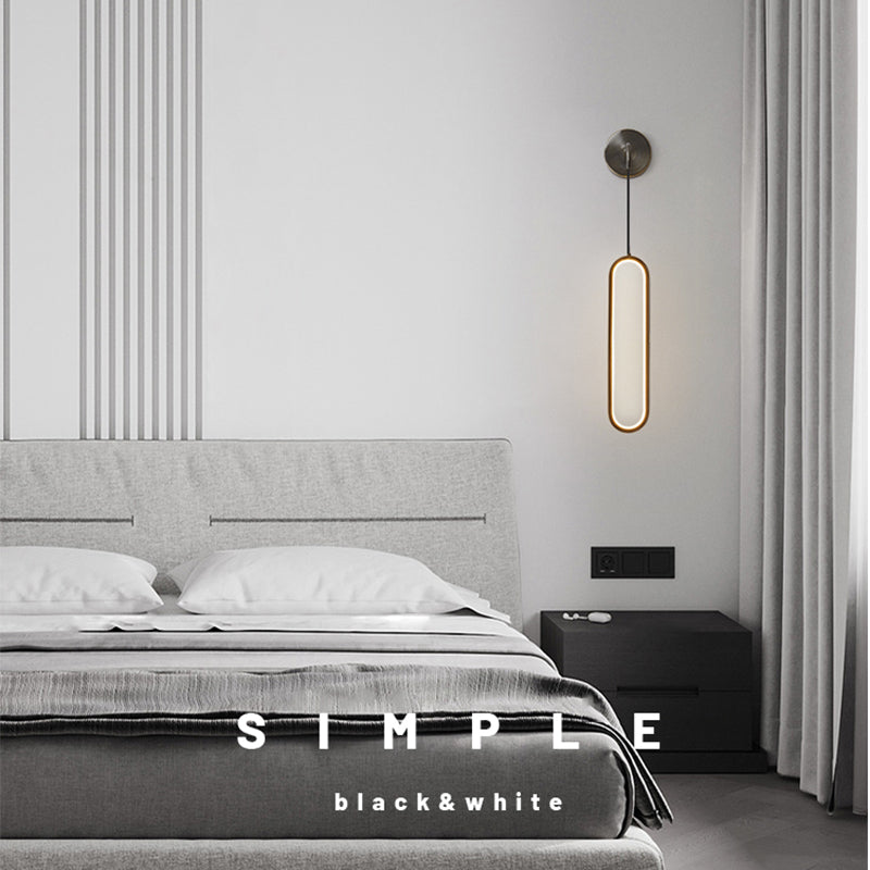 Metal Oval Shade Wall Sconce Modern Style Single Light Wall Mount Lighting in Black