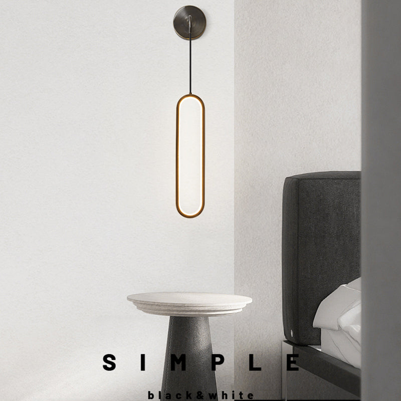 Metal Oval Shade Wall Sconce Modern Style Single Light Wall Mount Lighting in Black