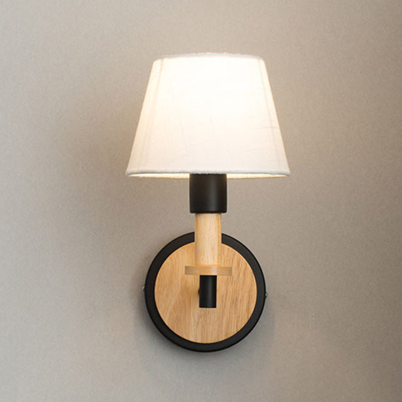 Modern Style Drum Wall Light Sconces Wood 1 Light Wall Mounted Lamps