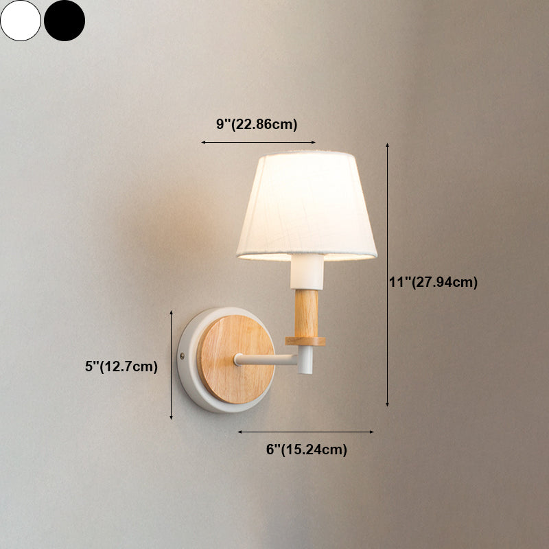 Modern Style Drum Wall Light Sconces Wood 1 Light Wall Mounted Lamps