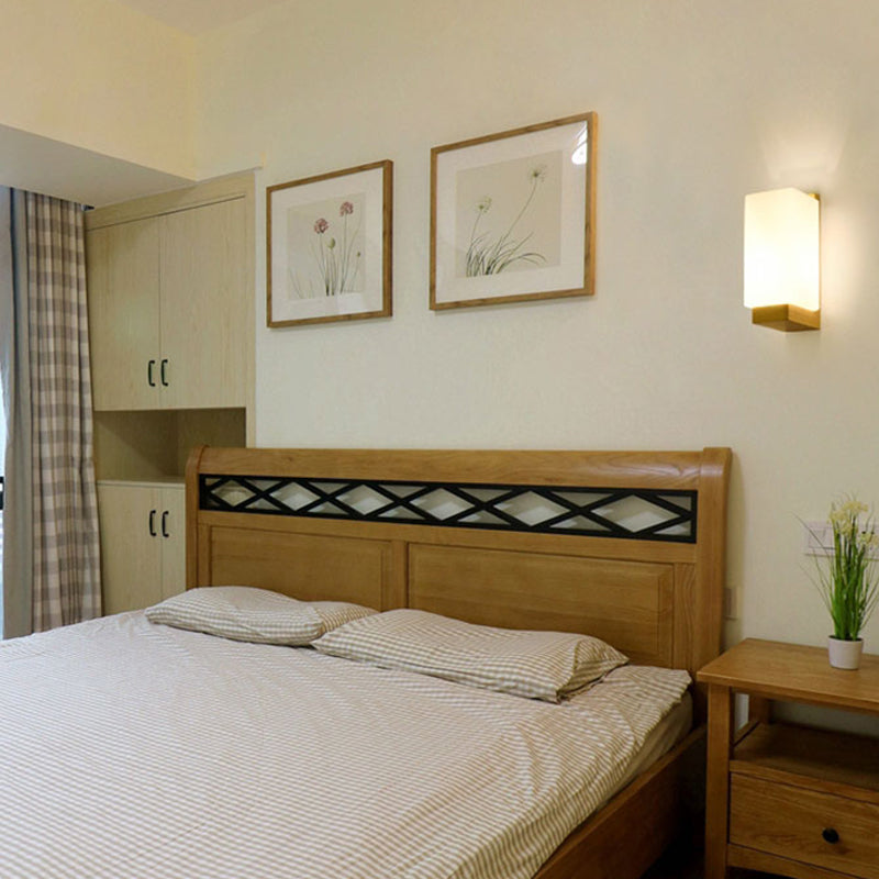 Rectangular Wall Sconce Lighting Modern Style Wood 1 Light Wall Mounted Light