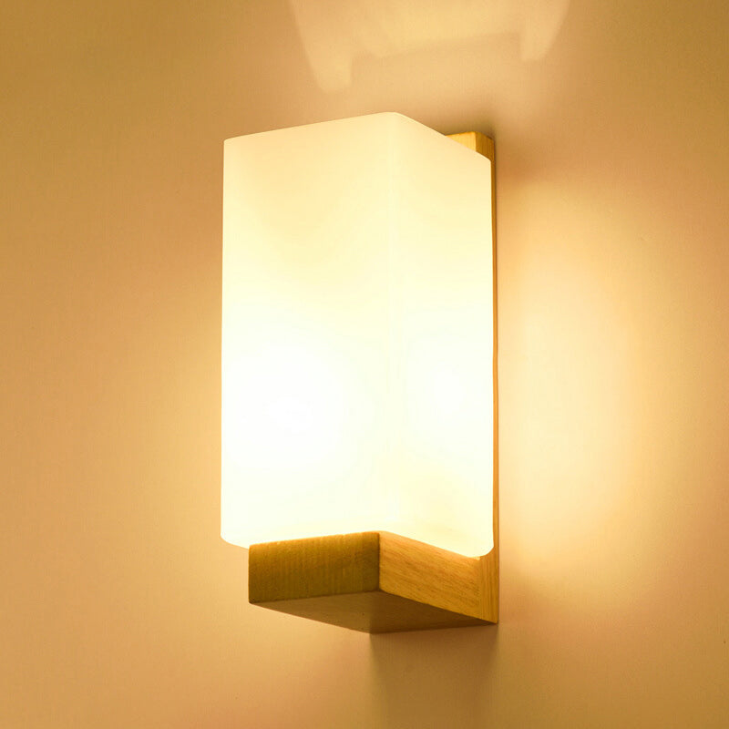 Rectangular Wall Sconce Lighting Modern Style Wood 1 Light Wall Mounted Light