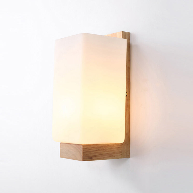 Rectangular Wall Sconce Lighting Modern Style Wood 1 Light Wall Mounted Light