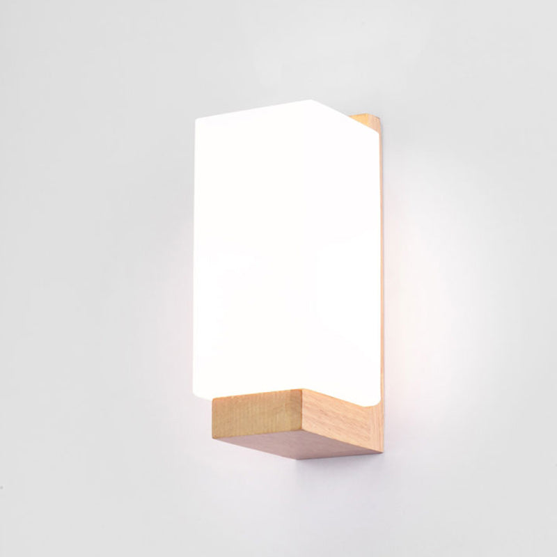 Rectangular Wall Sconce Lighting Modern Style Wood 1 Light Wall Mounted Light