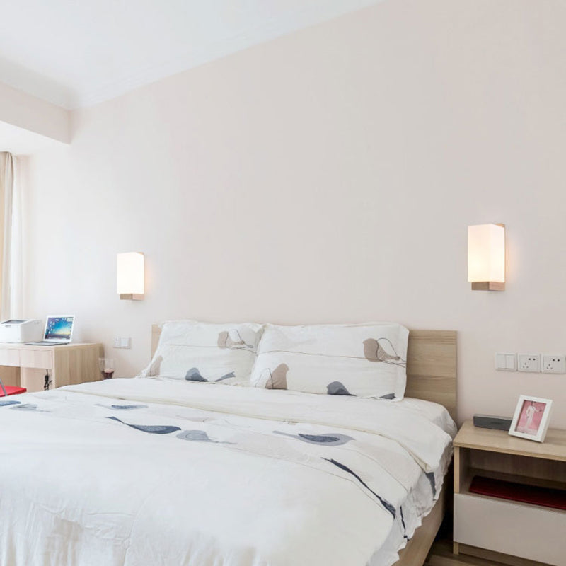 Rectangular Wall Sconce Lighting Modern Style Wood 1 Light Wall Mounted Light