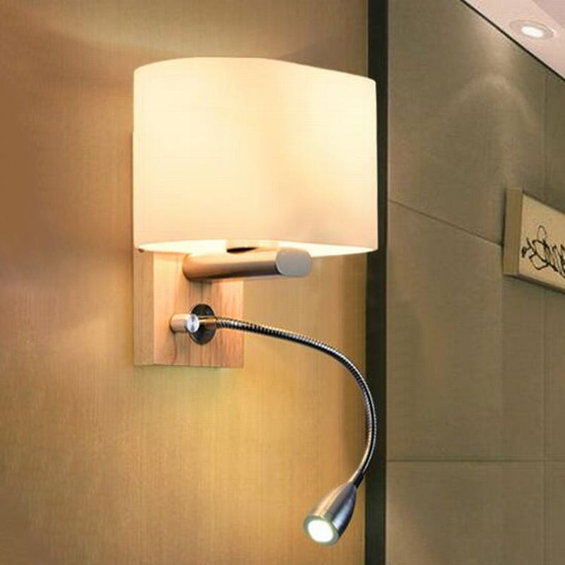 Oval Wall Sconce Lighting Modern Style Wood 2 Lights Wall Mounted Light