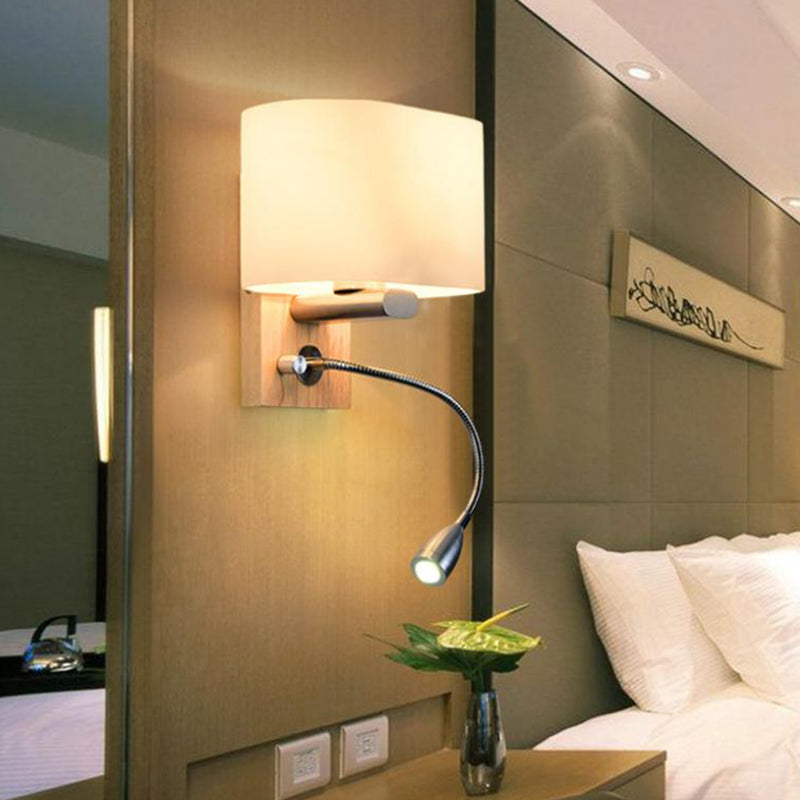 Oval Wall Sconce Lighting Modern Style Wood 2 Lights Wall Mounted Light