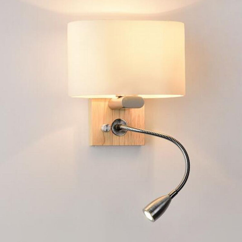 Oval Wall Sconce Lighting Modern Style Wood 2 Lights Wall Mounted Light