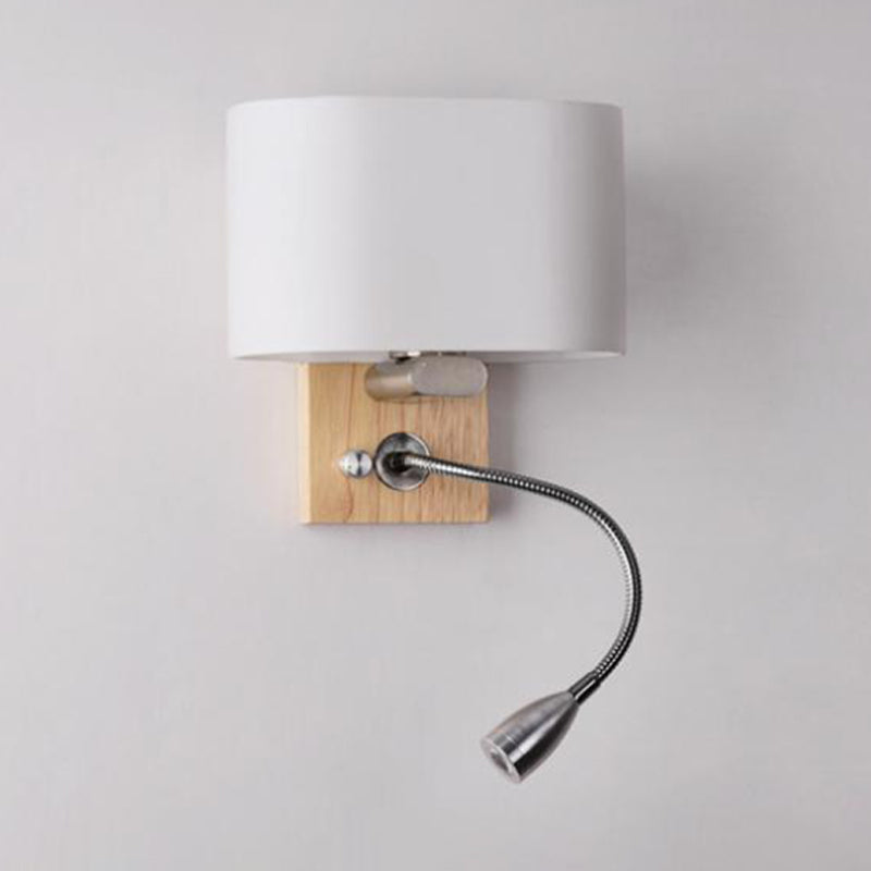Oval Wall Sconce Lighting Modern Style Wood 2 Lights Wall Mounted Light