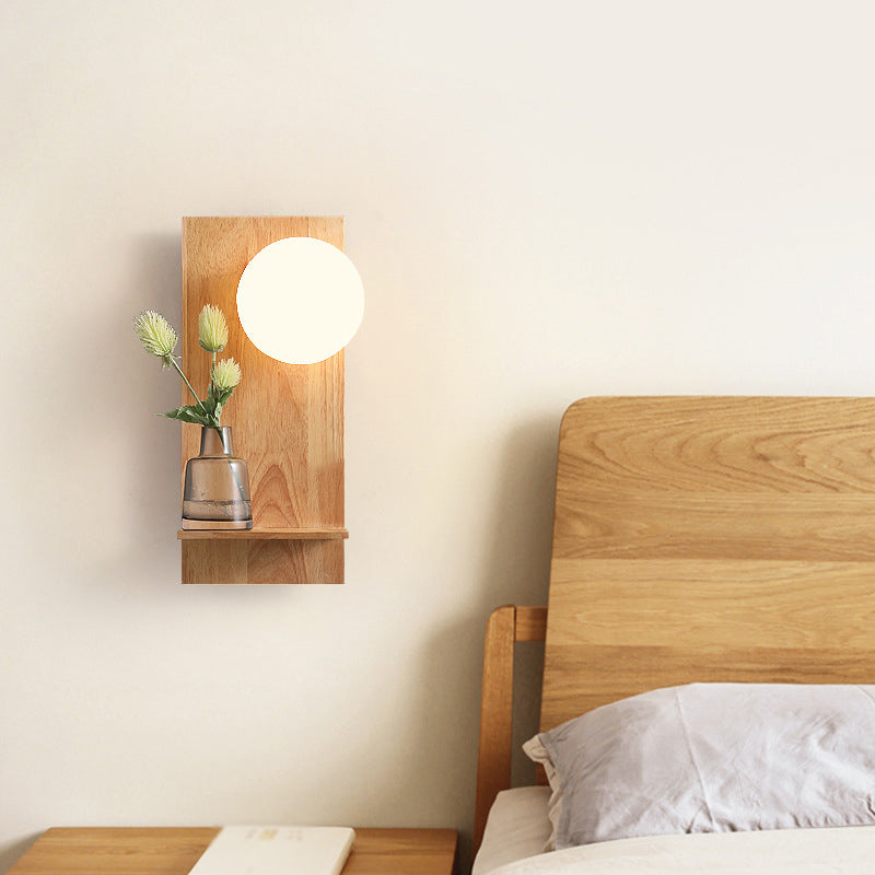 Ball Wall Sconce Lighting Modern Wood 1 Light Wall Mounted Light (Ornament not included)