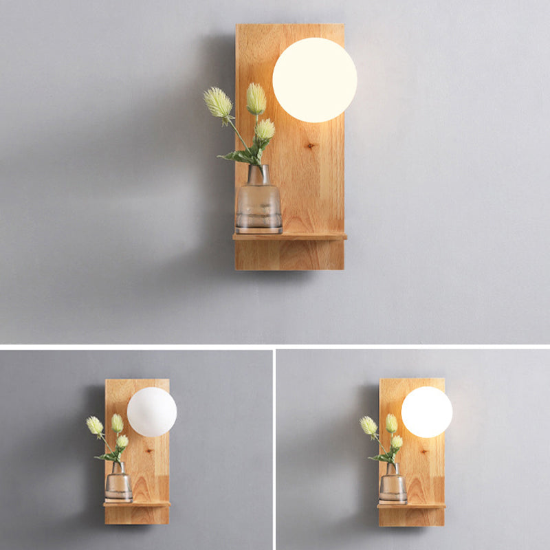 Ball Wall Sconce Lighting Modern Wood 1 Light Wall Mounted Light (Ornament not included)