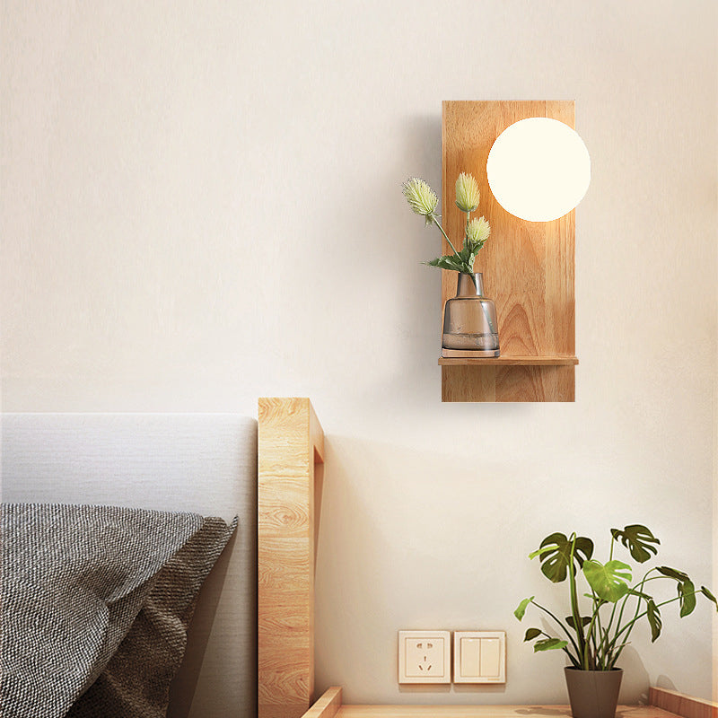 Ball Wall Sconce Lighting Modern Wood 1 Light Wall Mounted Light (Ornament not included)